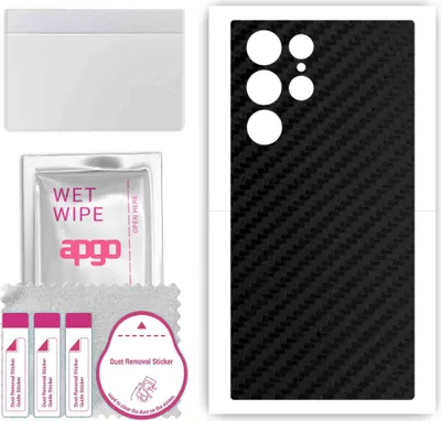 Produktbild von apgo Rückseite Schutzfolie, Skin, kompatibel mit Samsung Galaxy S24 Ultra, Hinten Displayschutzfolie aus Vinylfolie, kratzfest, einfache Montage - Schwarzer Kohlenstoff