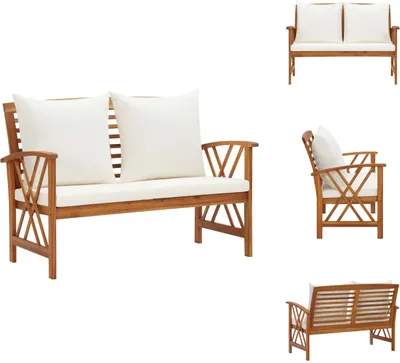 Image de vidaXL Banc de jardin avec coussin 119 cm Bois massif acacia - Bancs de jardin