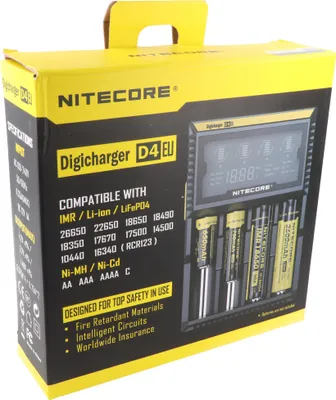 Produktbild von NiteCore Ladegerät Digicharger D4 EU mit Display für AAA, AA, C