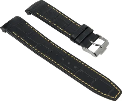 Produktbild von Jacques Lemans Liverpool | Ersatzband Leder schwarz > Naht gelb 1-1655