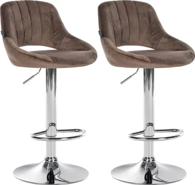 Productafbeelding van Set van 2 barstoelen Milet, fluweel (kleur: bruin)