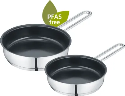 Image de Mini set de poêles à frire 14 et 16 cm, acier inoxydable, sans  - b.mini