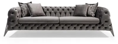 Obrázek produktu pro Designová šedá čtyřmístná pohovka čtyřmístný čalouněný nábytek pohovky