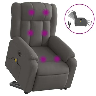 Image de Fauteuil inclinable de massage électrique Gris foncé Tissu