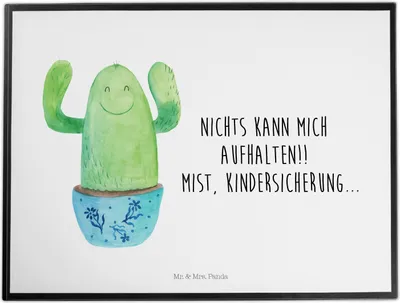 Produktbild von Mr. & Mrs. Panda Schreibunterlage Kaktus Happy - Weiß - Geschenk, Spruch, Familie, schreibtischunterlage, Motivation, bastelunterlage, Tischschoner, Lustig, Kakteen