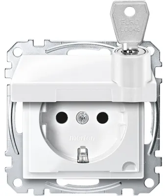 Produktbild von Merten SCHUKO-Steckdose pws/gl Klappdeckel MEG2315-0319