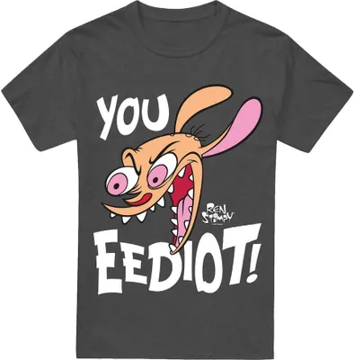 Image de Ren & Stimpy - "You Eediot !" T-shirt Homme/Femme Unie TV18363 (S) (Charbon de bois)