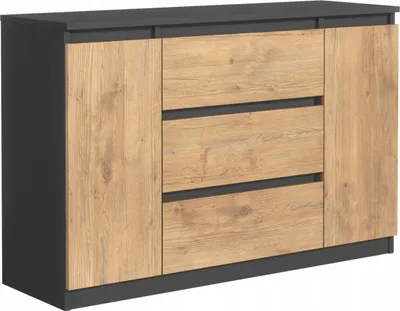Produktbild von Kommode, Anthrazit, Eiche Lancelot, 120 x 78 x 39 cm, 2 Türen, 3 Schubladen