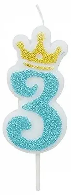 Zdjęcie produktu dla Świeczka 3 niebieska 6,8cm PARTY GO
