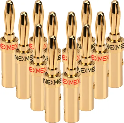 Produktbild von Bananenstecker 4mm schraubbar 12x Stecker vergoldet NEXMEX für Lautsprecherkabel