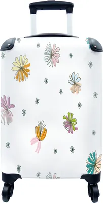 Produktbild von MuchoWow® MuchoWow® Koffer Handgepäck Trolley Rollkoffer Kleine Reisekoffer mit 4 Rollen - Blumen - Regenbogen - Flora - Pastell - Muster - Cabin Size < 55x40x23 cm & 55x40x20 cm - Fotokoffer - Kabine