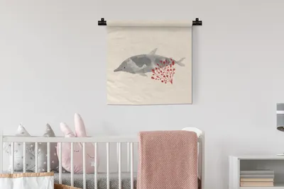 Produktbild von MuchoWow® Wandteppich Wandbehang Tiere - Pflanzen - Meer - Aquarell 60x60 cm Tapisserie Dekoration Wandtuch - Dekorationen - Wand Decke
