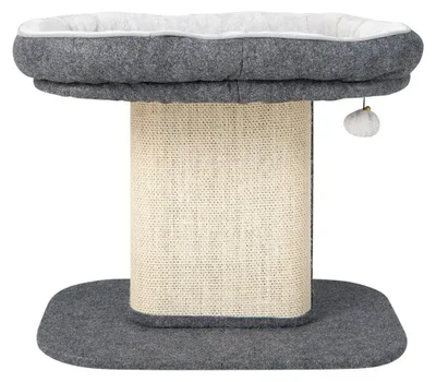 Immagine prodotto di Tiragraffi per gatti con seduta in peluche e tavola in sisal, grigio