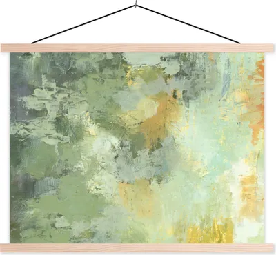 Produktbild von MuchoWow® Textilposter Ölgemälde grün 60x45 cm mit holzfarbenen Rahmen - Bild