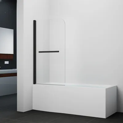 Immagine prodotto di Paravento pieghevole MARWELL Black Vital 1 - A 1 anta, 140x80cm - Paravento per vasca da bagno in nero - Box doccia