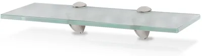 Obrázok produktu pre Eikuavons Sklenená nástenná polička, 40 x 10 x 0,8 cm, sklenená polička z matného skla s držiakmi, polička do kúpeľne, závesná polička na odkladanie