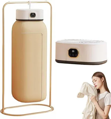 Immagine prodotto di Mini asciugatrice portatile, mini asciugatrice elettrica compatta, piccola asciugatrice da appartamento, ideale per i viaggi, con timer e ganci, Ropa, lavatrice manuale