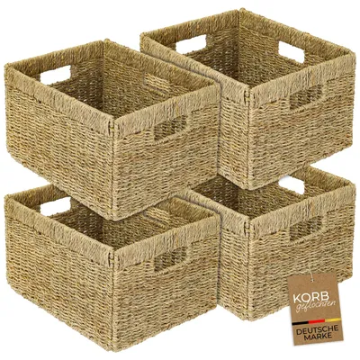 Aufbewahrungskorb aus Seegras 4er Set für Billy Regale, HMF, 35 x 25 x 20 cm