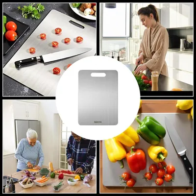 Productafbeelding van Snijplank 34x23 cm, roestvrij staal, dubbelzijdig, voor keuken