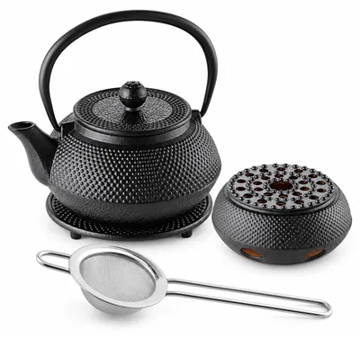 Imagen del producto de Juego de té de hierro fundido Karl Weis, que incluye tetera, calentador y colador