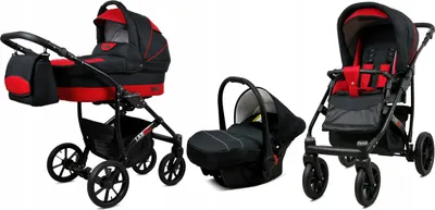 Obrázek produktu pro BabyLux® Largo | Kocárek 3v1 Set | Black Red | Kombi kocárkový set | Buggy +