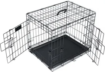 Produktbild von Stabile faltbare rutschfeste Metall Transportbox für Hunde Größe M Serie Nr M