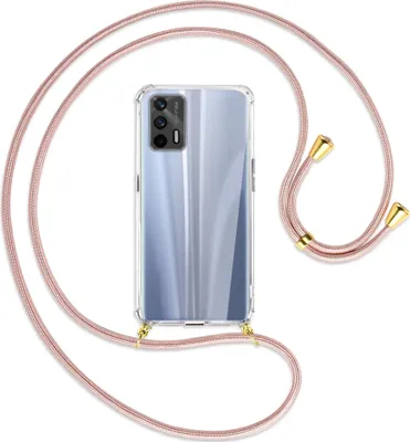 Produktbild von Handykette Backcover-Schutzhülle mit Band (Metall goldfarben) für Realme GT 5G (RMX2202) - roségold