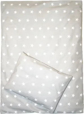 Produktbild von 4tlg Kinderwagenset Baby Bettwäsche für Kinderwagen Bezüge Decke Kissen 27. Sterne auf Grau