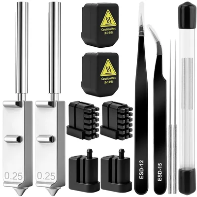 Hotend-Kit mit 0,25 mm gehärteter Stahldüse, 2 Stück