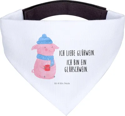 Produktbild von Mr. & Mrs. Panda Tuch Schwein Glühwein - Weiß - Geschenk, Halstuch Für Hunde, Bandana Hund, Punsch, Hunde-Halstuch, Glühschwein, Weihnachten, Weihnachtsmarkt