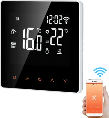 Produktbild von WiFi Smart Raumthermostat WiFi elektrische Fußbodenheizung Thermostat APP Control Digitaler Temperaturregler LCD-DisplayTouchscreen Woche programmierbar für zu Hause School Office Hotel, 16A