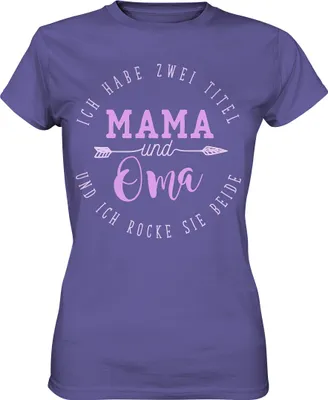 Produktbild von Zwei Titel Mama und Oma Familie Liebe T-Shirt – Millenial Lilac / M