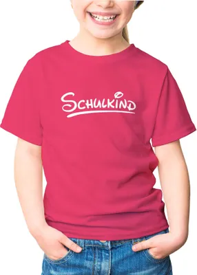 Produktbild von Kinder T-Shirt Mädchen Aufdruck Schulkind Geschenk zur Einschulung Schulanfang Moonworks® pink 110-116 (5-6 Jahre)