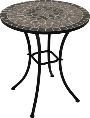 Produktbild von TPFGarden BISTROTISCH Derby mit Mosaik-Tischplatte grau/weiss - Gestell aus schwarz pulverbeschichtetem Eisen. BxTxH: 60x60x70 cm