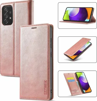 Immagine prodotto di Galaxy A52 Custodia in pelle con funzione stand e porta carte, custodia design portafoglio per Samsung Galaxy A52 5G / A52S 5G Rosa