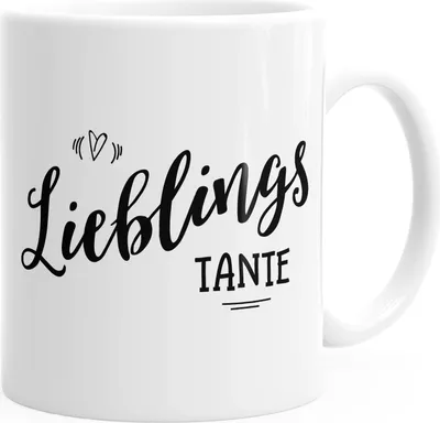 Produktbild von Kaffeetasse Geschenktasse Tasse Lieblingstante Geschenk Familie Tante MoonWorks® einfarbig weiß unisize