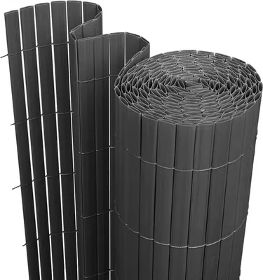 Produktbild von PVC Sichtschutzmatte Sichtschutzzaun UV-Schutz Balkon Terrasse Windschutz Sichtschutz Outdoor Balkonverkleidung Wetterfest für Balkon Garten Markise Zaun Terrasse Grau 90x400cm