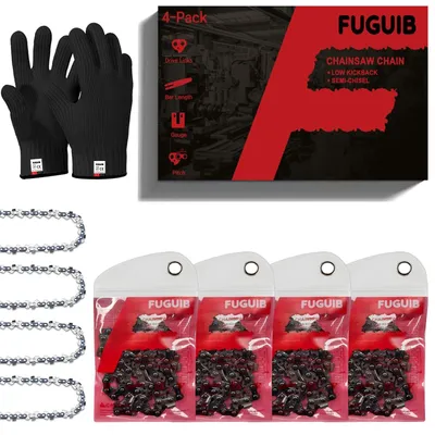 Immagine prodotto di Set di 4 catene per motosega, lunghezza 50 cm, passo 1,5 mm