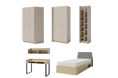 Produktbild von JUGENDZIMMER ALBI 1 in Sandbeige / Geölte Eiche 6-teilig