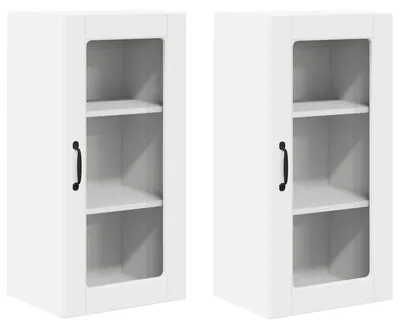 Productafbeelding van vidaXL Wandkast met glazen deuren, LUCCA, 2 stuks, wit, houtvezel