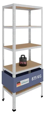 Imagen del producto de Estantería metálica - Galvanizada - 180 x 70 x 40 cm - 175 kg por balda - 5 baldas