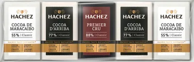 Immagine prodotto di Confezione mista di barrette di cioccolato al latte Hachez Contenuto 75g