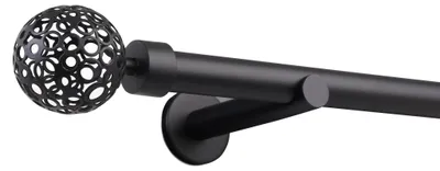 Produktbild von Gardinenstange auf Maß 25mm 1-läufig Schwarz-matt mit Kugel - Serie Style – 160cm