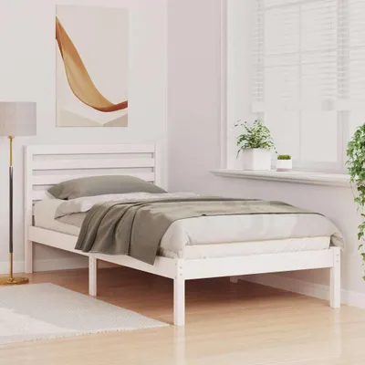 Produktbild von "2026 Aktion"Bettgestell/Bettrahmen - CLORIS - Einzelbett - mit Kopfteil Weiß 90 x 190 cm - Einfache Montage - Massives Kiefernholz - DEMöbel9210593