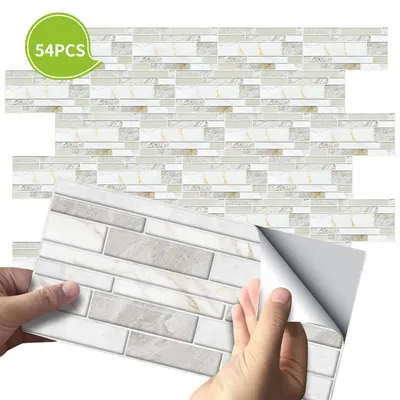 Produktbild von Fliesenaufkleber 54 Stück Fliesenaufkleber 20 x 10 cm Selbstklebende Fliesenfolie (54 St), Wandpaneele Wasserfes Sticker für Küche Backsplash Badezimm