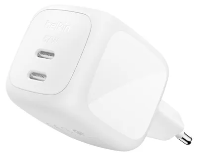 Produktbild von Belkin Ladegerät Dual USB-C 67W PD + PPS ,weiß        WCH020kqWH
