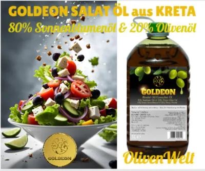 Produktbild von GOLDEON SALAT Öl 5 Liter-Mischung Ölen mit Olivenöl (20%) aus Griechenland zum Kochen/Braten/Frittieren
