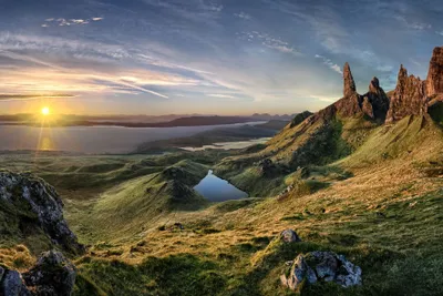 Produktbild von Sonnenaufgang Wandbild 40x60cm Landschaft Aluminium Dibond Alubild Wanddeko