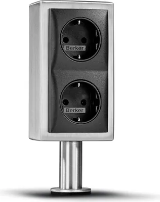 Produktbild von THEBO-Licht Kochinselsteckdose KI-ST/2 aus Edelstahl mit zwei vertikalen Anschlüssen / Inselsteckdosen / Edelstahl-Inselsteckdose / Steckdosen