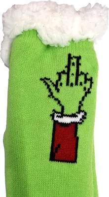 Produktbild von Hüttensocken, Kuschelsocken "Festtagsmuffel", Einheitsgröße, in Grün, mit Anit-Weihnachtsprint